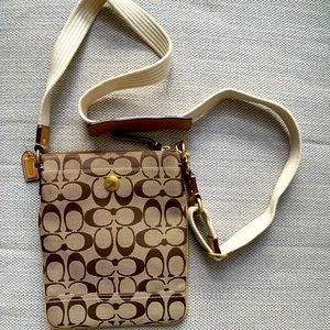 NEW Authentic COACH Signature Canvas Slim Crossbody Handbag
